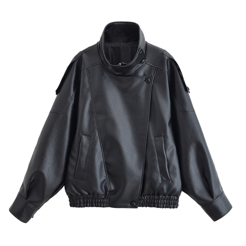 EMMA™ – Trendy Lychee Pattern Leather Jacket