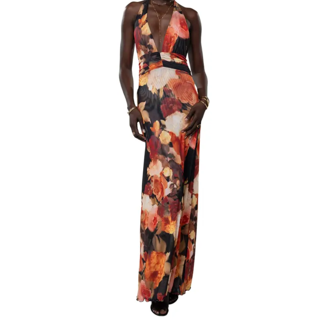 LENNOX™ – Sexy Backless Halter Print Dress