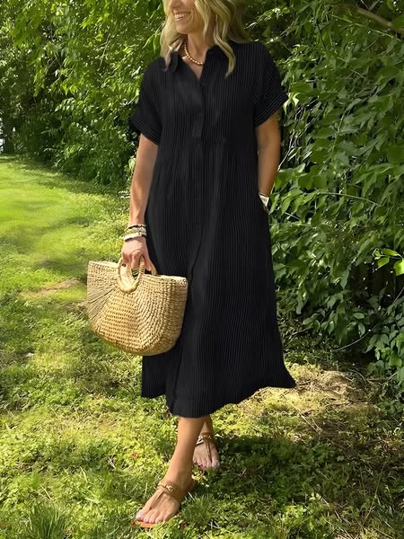 Isabelle | Striped Button-Front Midi Dress