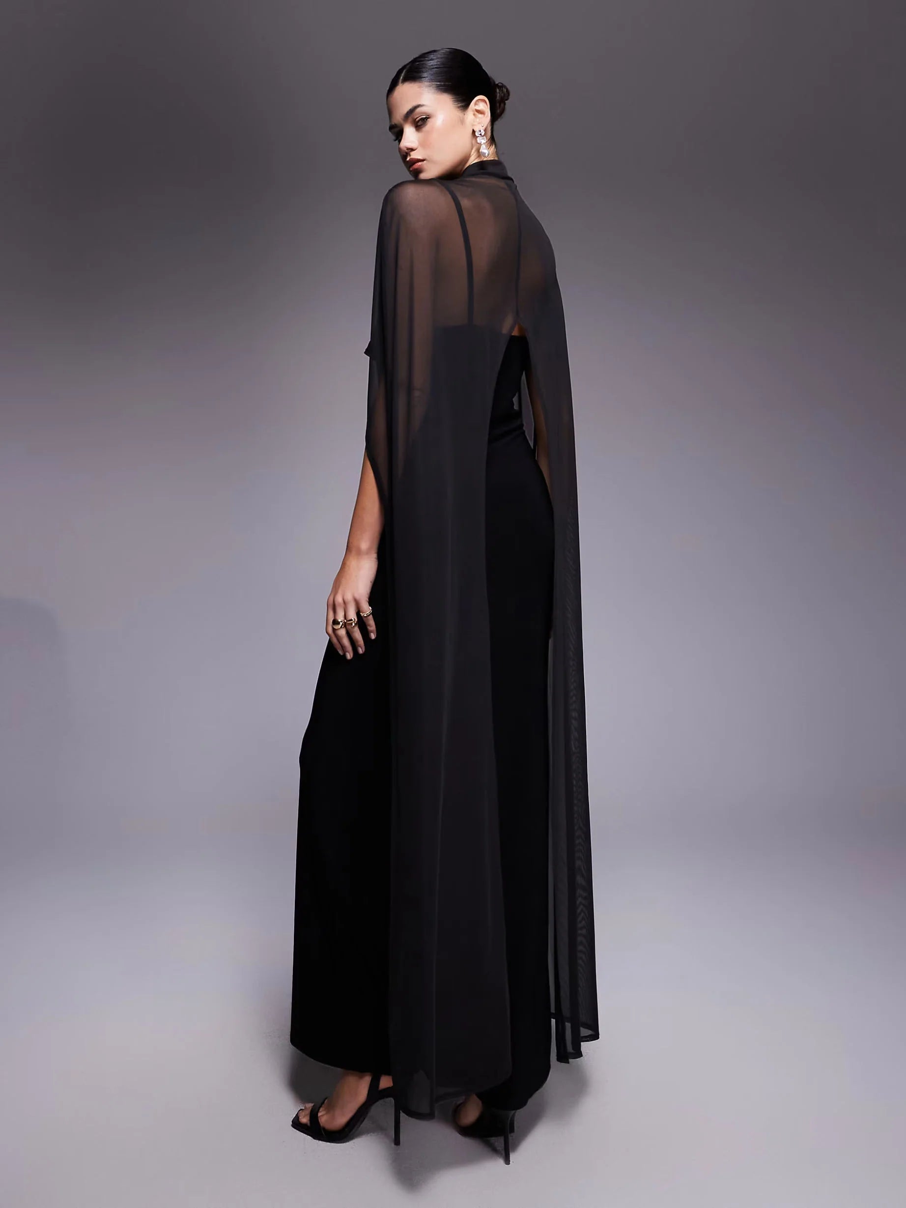 VIOLETTA™ – Exaggerated Cape Maxi Dress