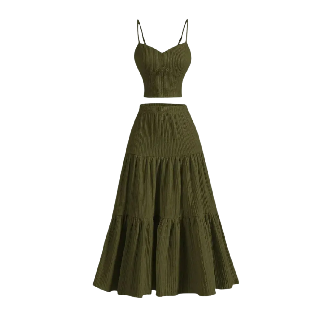 BREELYN™ – Sleek Crop Cami & A-Line Skirt Set